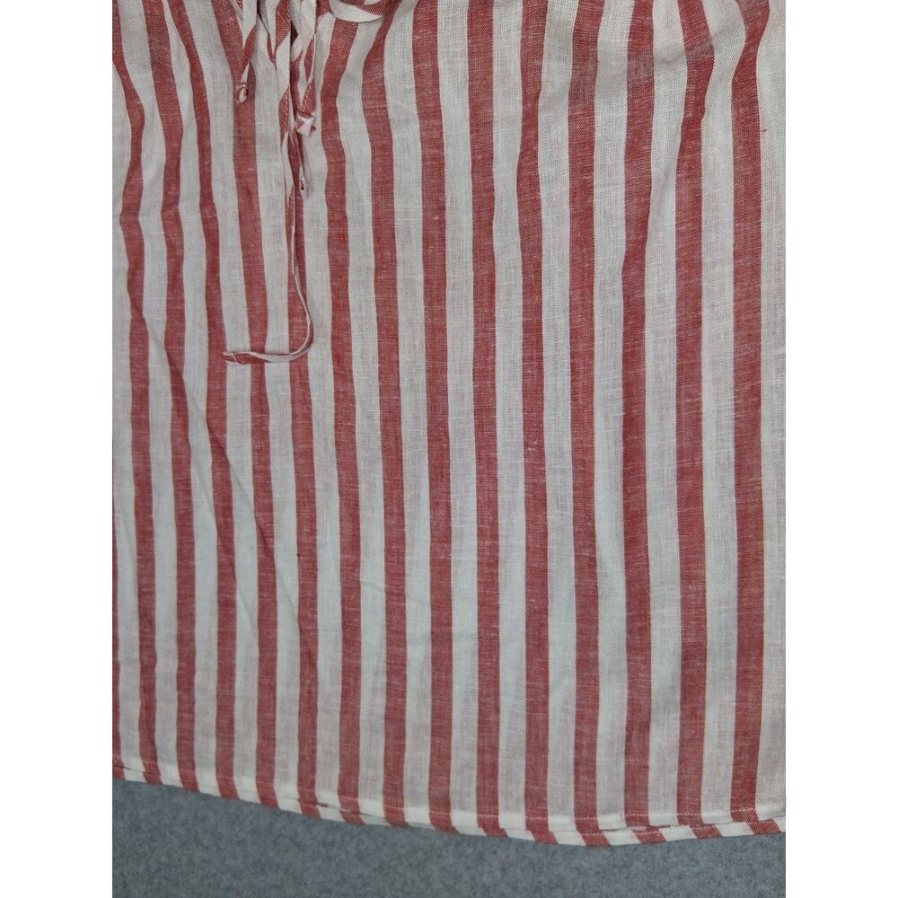 Cato Linen Blend Peasant Tunic Top Womens L Red White Striped Coastal Grandma - Picture 8 of 14